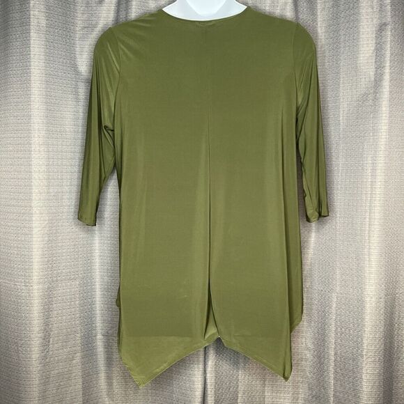 Blossom By P Handkerchief Blouse Army Green 3/4 Sleeves 1X New - Picture 6 of 7